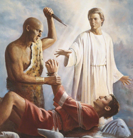 Abraham being sacrificed on an altar